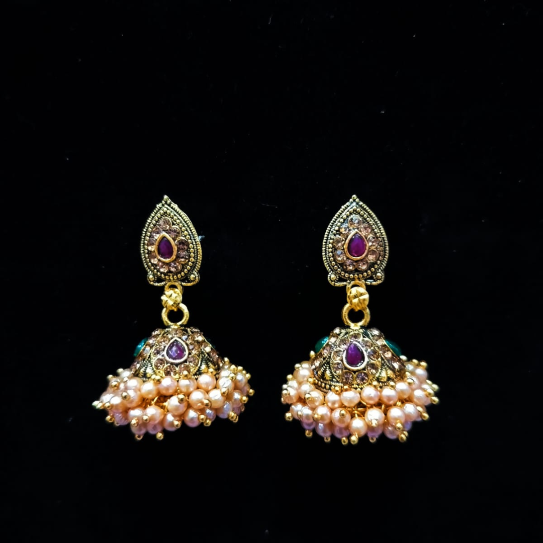 Rose Quartz, Pearl, & Chalcedony Gold Chandelier Earrings– Sarah DeAngelo  Jewelry