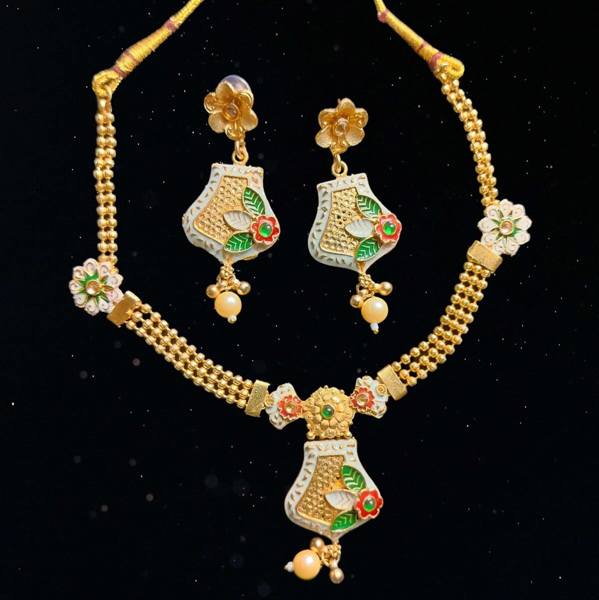 Enchanted Blossom Set - Premium Necklace and Earring Set | Shree Pramukh Jewellery