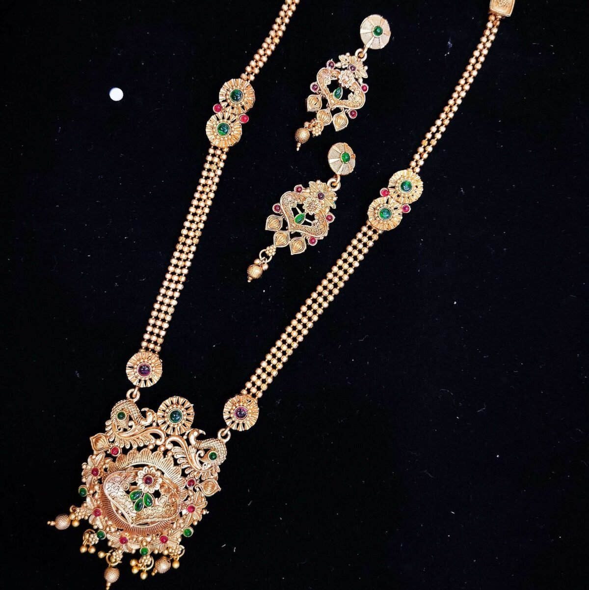 Regal Radiance Jewellery Set with Colorful Gemstones | Shree Pramukh Jewellery