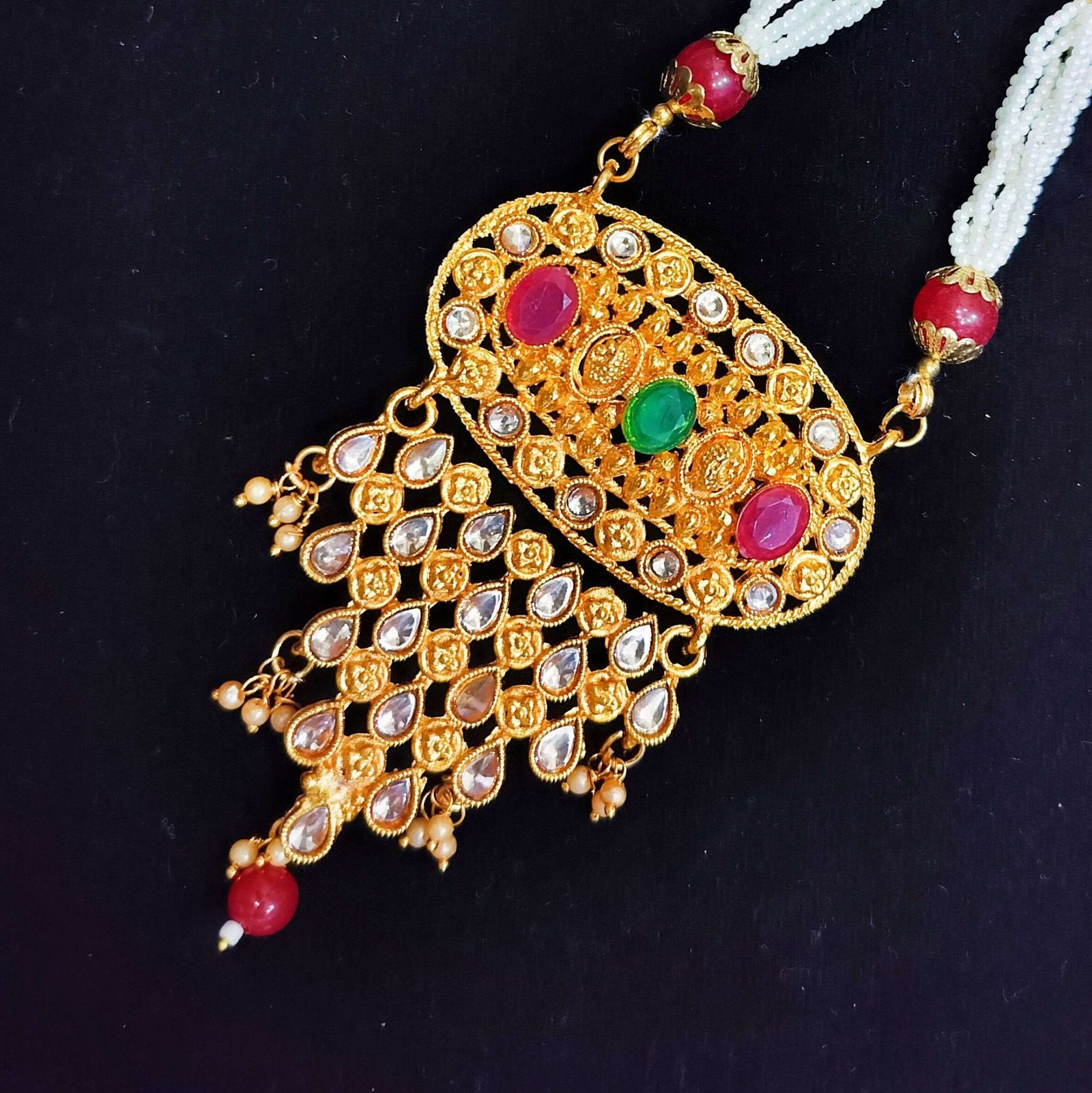 Regal Charm Beaded Necklace Set with Multi-Colored Gemstones | Shree Pramukh Jewellery