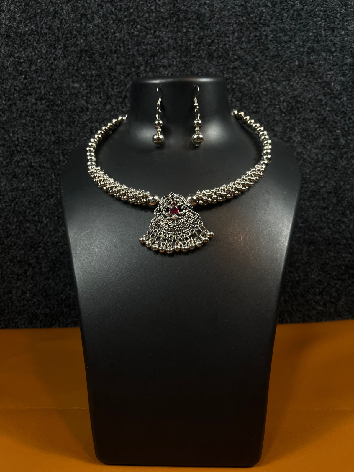 Oxidized Silver Navratri Necklace Set