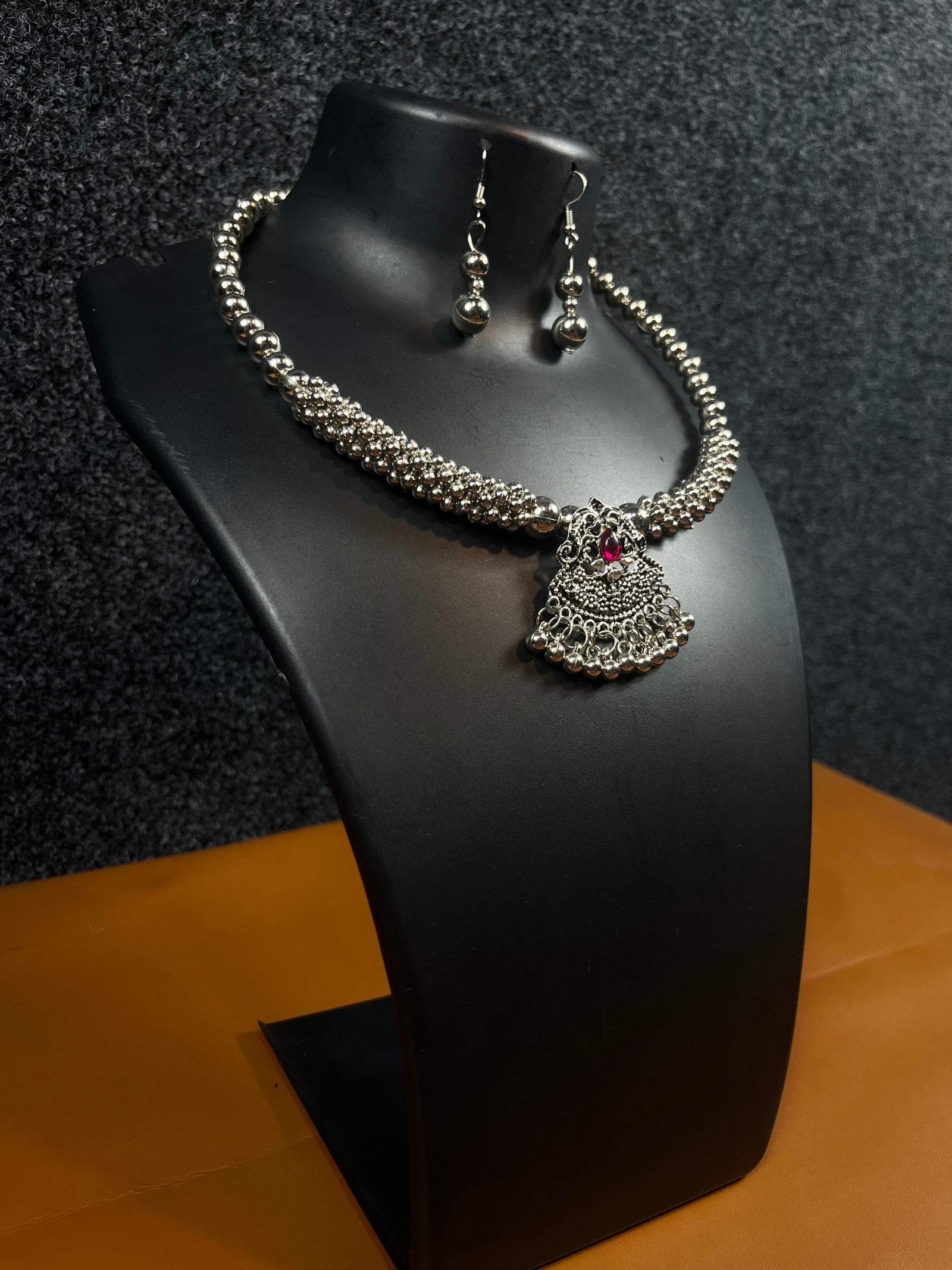 Oxidized Silver Navratri Necklace Set