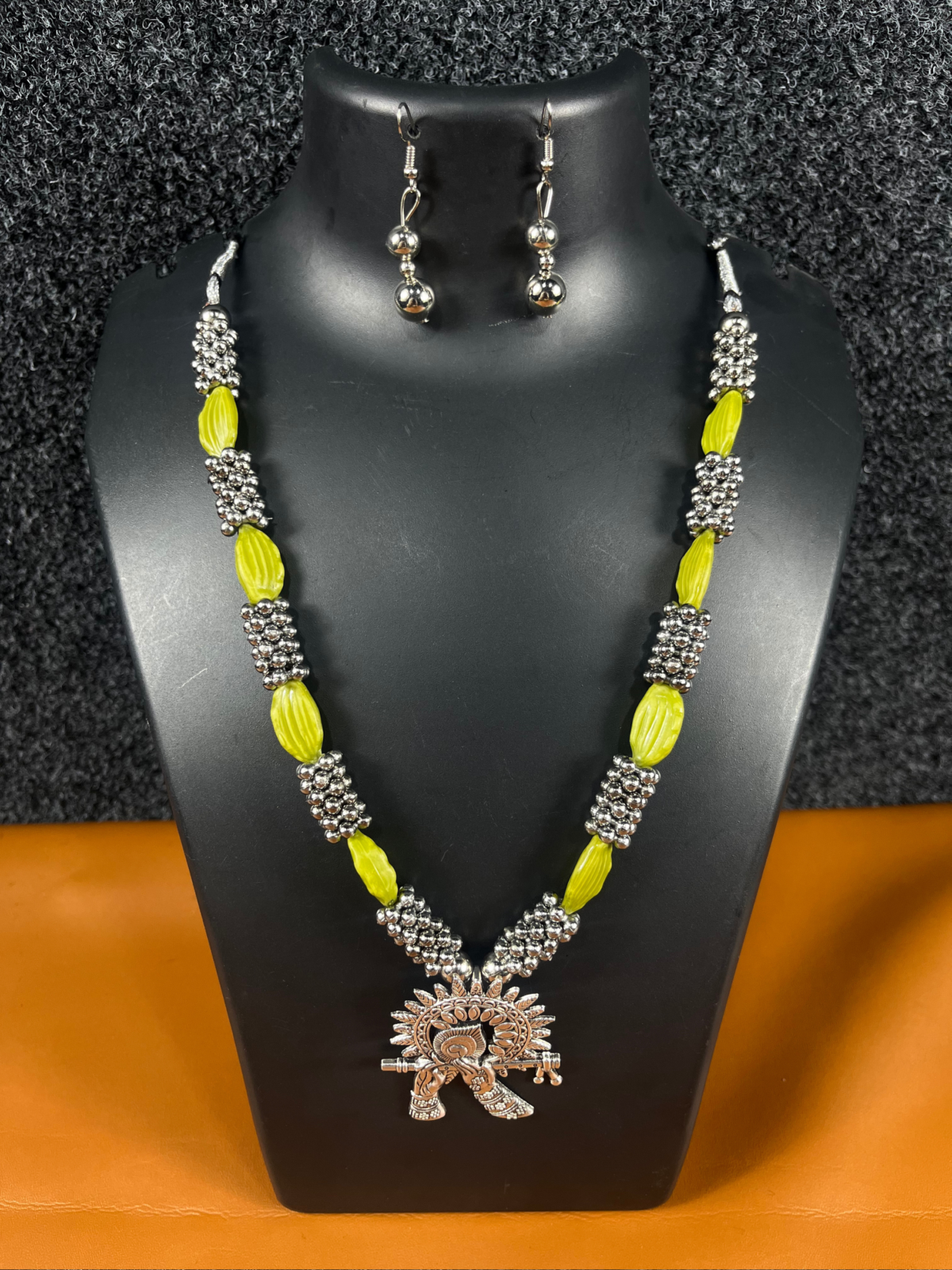 Tribal-Inspired Antique Silver Necklace with Dangling Mirror Accents - Shree Pramukh Jewellery